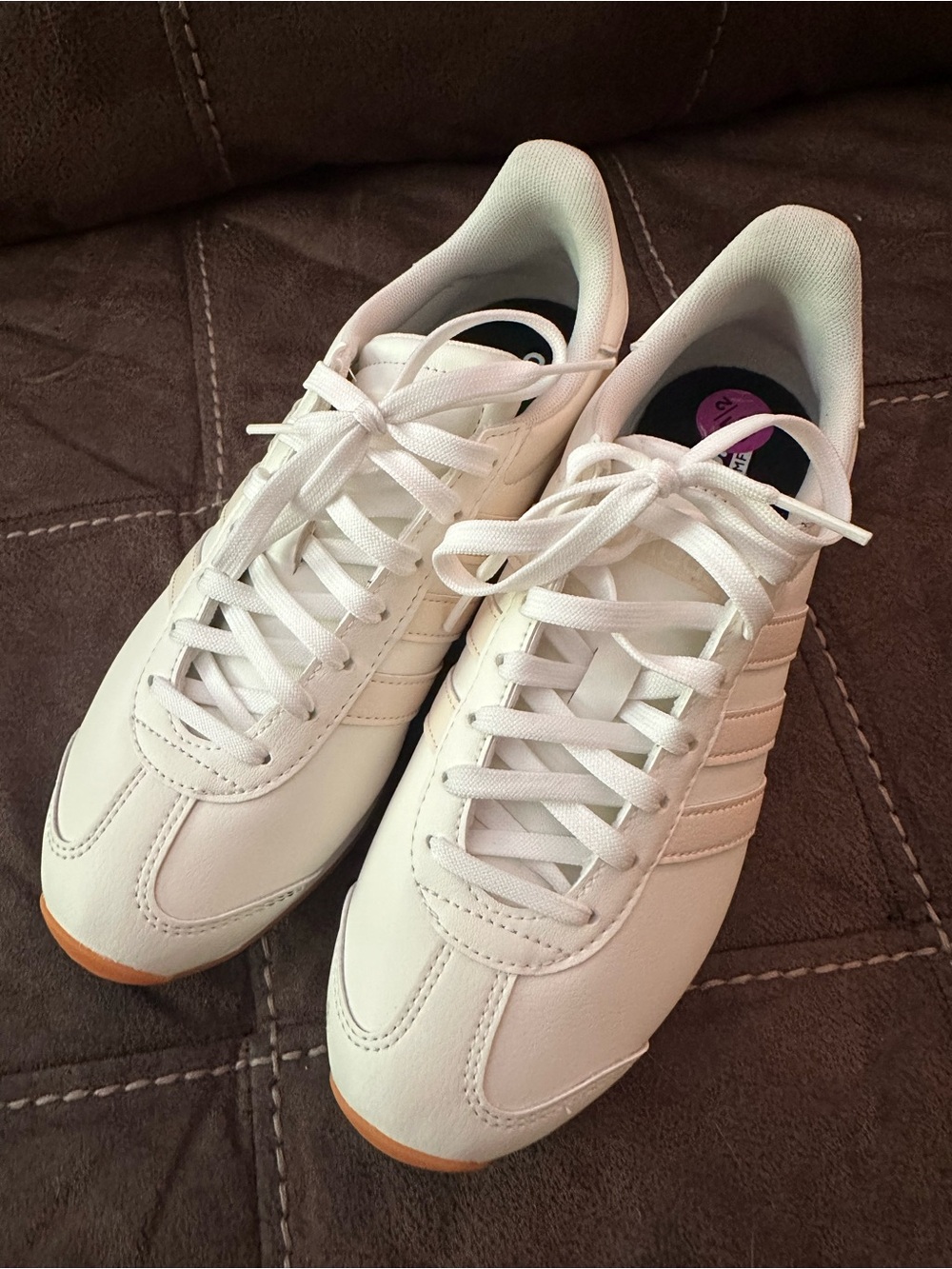 adidas White Gum-Trim Athletic Shoes